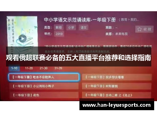 观看俄超联赛必备的五大直播平台推荐和选择指南 观看俄超联赛必备的五大直播平台推荐和选择指南